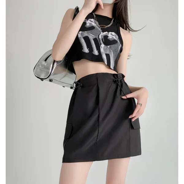 Cargo skirt กระโปรงทรงแคบ กระโปรงสั้นคาร์โก้ สีดำ