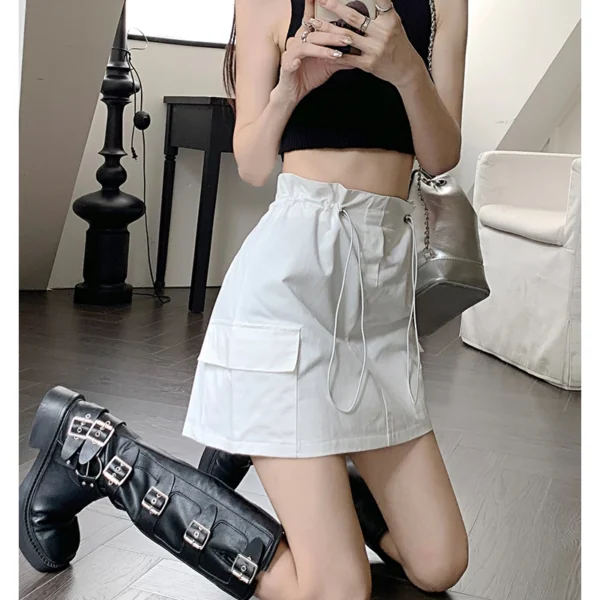 Cargo skirt กระโปรงทรงแคบ กระโปรงสั้นคาร์โก้ สีขาว - Image 3
