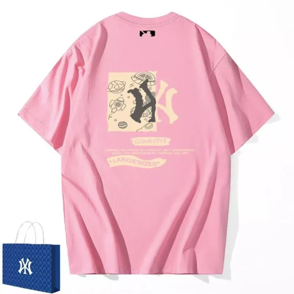 เสื้อยืดแขนสั้นผู้หญิงฤดูร้อนสไตล์ใหม่ สีชมพูสุดหวาน
