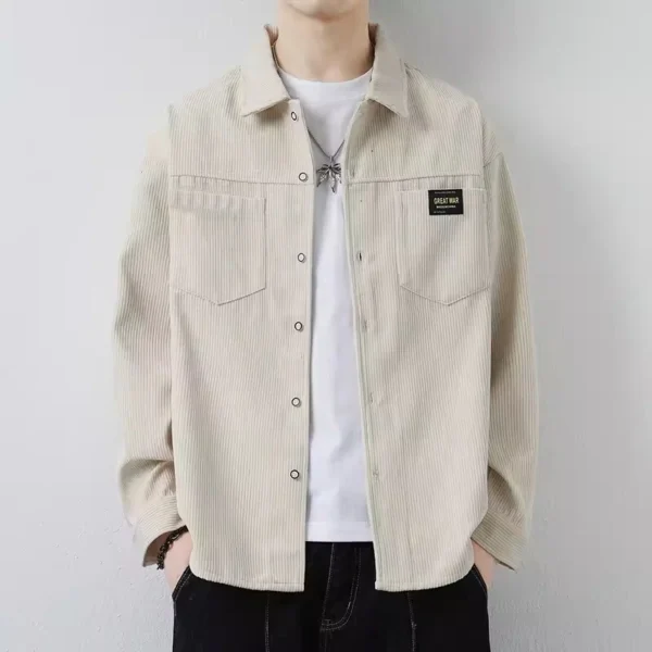 เสื้อเชิ้ตผู้ชาย สีกากีแฟชั่นเกาหลี