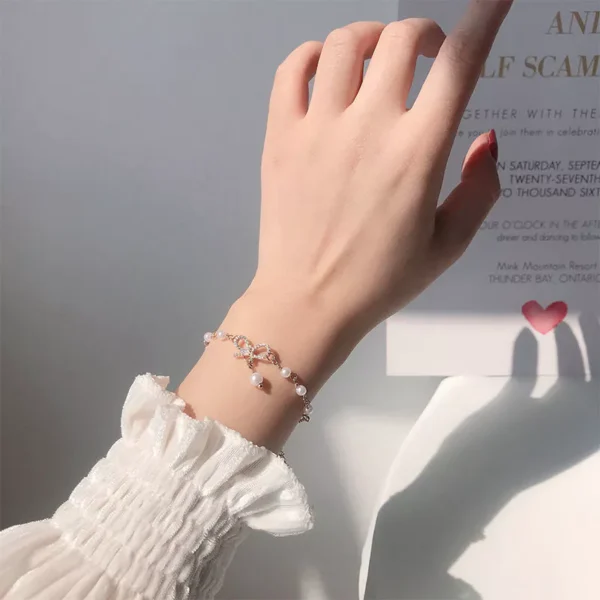 สร้อยข้อมือ ประดับไข่มุก แฟชั่นเกาหลี สําหรับผู้หญิง - Image 2
