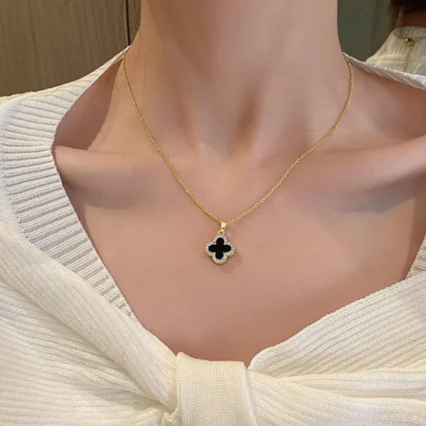 เครื่องประดับ สร้อยคอ สายโซ่ จี้ใบโคลเวอร์สี่แฉก - Image 4