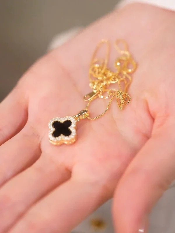 เครื่องประดับ สร้อยคอ สายโซ่ จี้ใบโคลเวอร์สี่แฉก - Image 2
