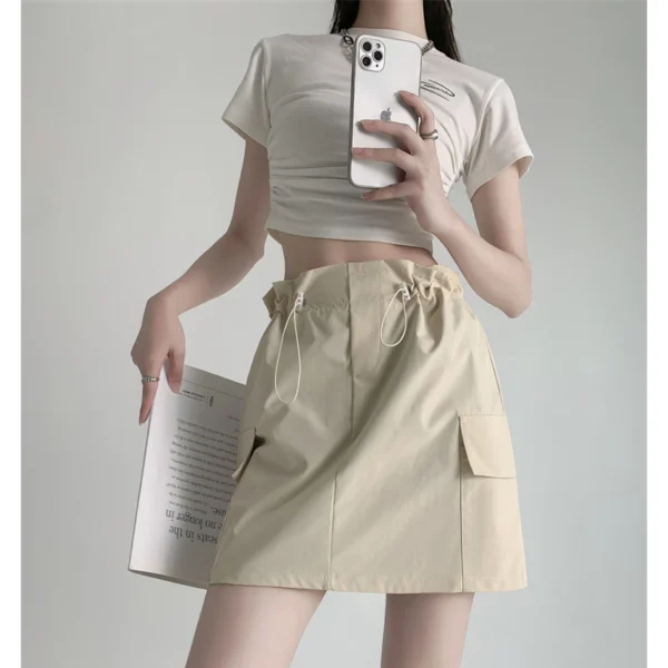 Cargo skirt กระโปรงทรงแคบ กระโปรงสั้นคาร์โก้ สีกากี - Image 3