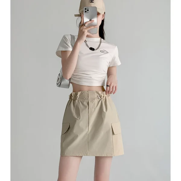 Cargo skirt กระโปรงทรงแคบ กระโปรงสั้นคาร์โก้ สีกากี